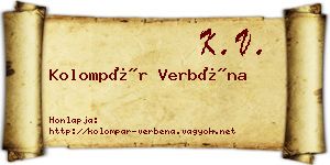 Kolompár Verbéna névjegykártya